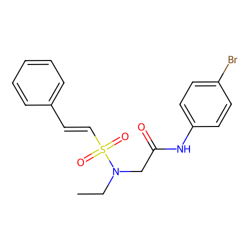 N-(4-bromophenyl)-2-(N-ethyl-2-phenylethenesulfonamido)acetamide structure