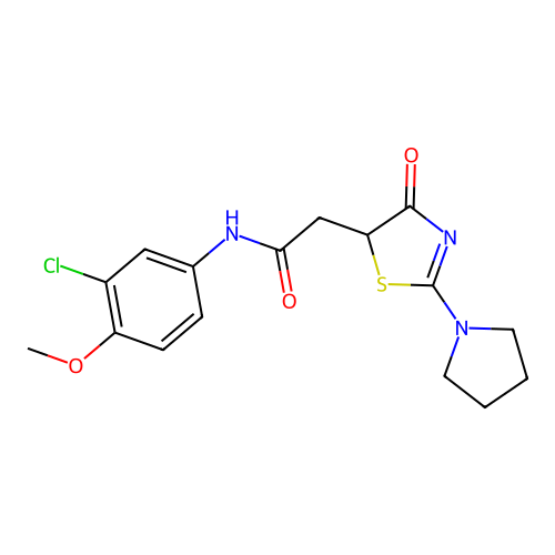 N-(3-chloro-4-methoxyphenyl)-2-(4-oxo-2-pyrrolidin-1-yl-1,3-thiazol-5-yl)acetamide structure