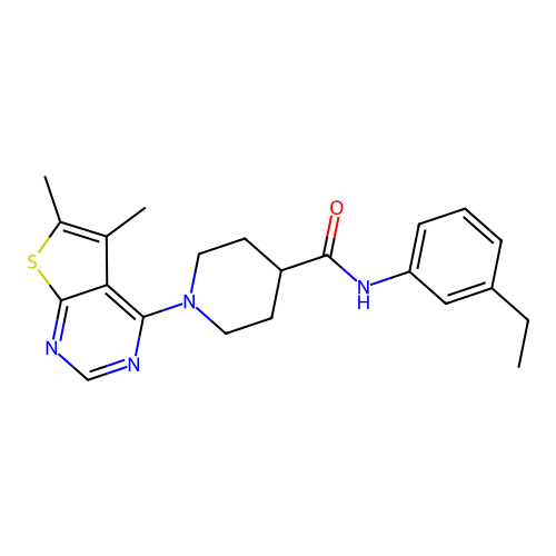 1-(5,6-dimethylthieno[2,3-d]pyrimidin-4-yl)-N-(3-ethylphenyl)piperidine-4-carboxamide structure
