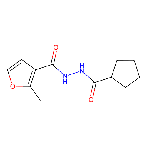 N'-(cyclopentanecarbonyl)-2-methylfuran-3-carbohydrazide structure