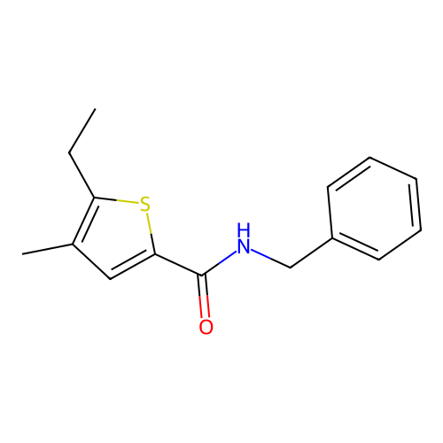 N-benzyl-5-ethyl-4-methylthiophene-2-carboxamide structure
