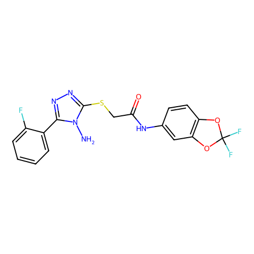 2-[[4-Amino-5-(2-fluorophenyl)-4H-1,2,4-triazol-3-yl]thio]-N-(2,2-difluoro-1,3-benzodioxol-5-yl)acetamide structure