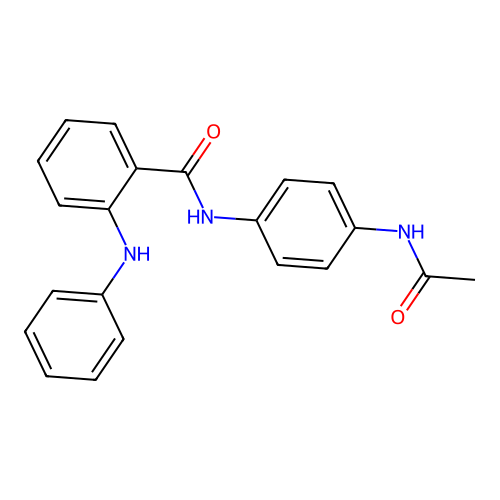 N-(4-acetamidophenyl)-2-anilinobenzamide structure