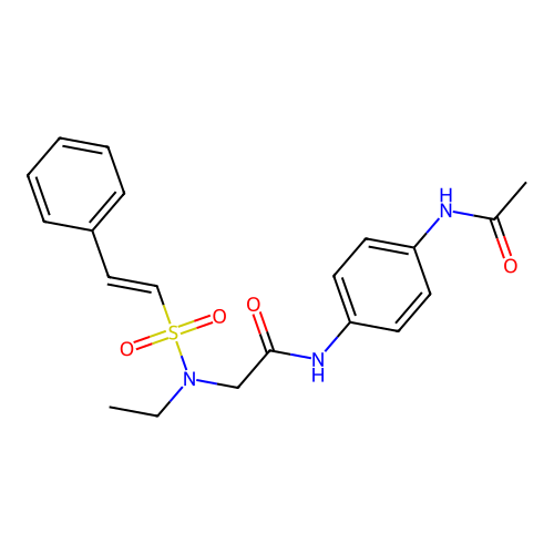 N-(4-acetamidophenyl)-2-(N-ethyl-2-phenylethenesulfonamido)acetamide structure