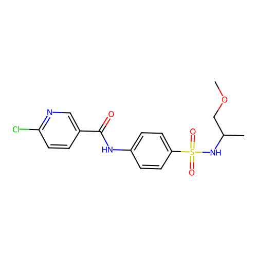 6-chloro-N-{4-[(1-methoxypropan-2-yl)sulfamoyl]phenyl}pyridine-3-carboxamide structure