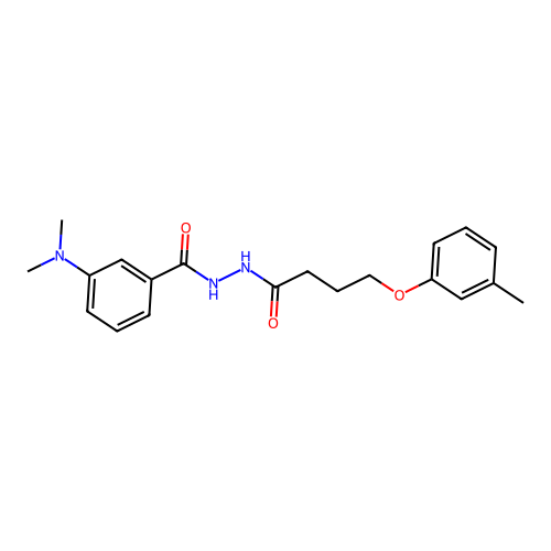 3-(dimethylamino)-N'-[4-(3-methylphenoxy)butanoyl]benzohydrazide structure