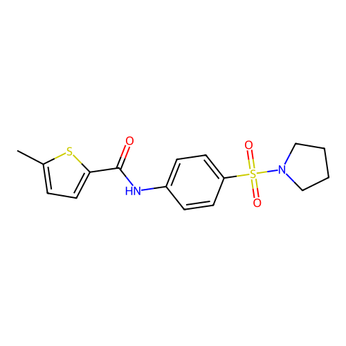 5-methyl-N-(4-pyrrolidin-1-ylsulfonylphenyl)thiophene-2-carboxamide structure