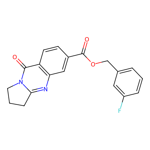 (3-fluorophenyl)methyl 9-oxo-2,3-dihydro-1H-pyrrolo[2,1-b]quinazoline-6-carboxylate structure