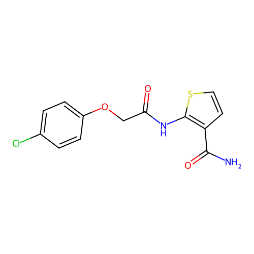 2-(2-(4-Chlorophenoxy)acetamido)thiophene-3-carboxamide structure