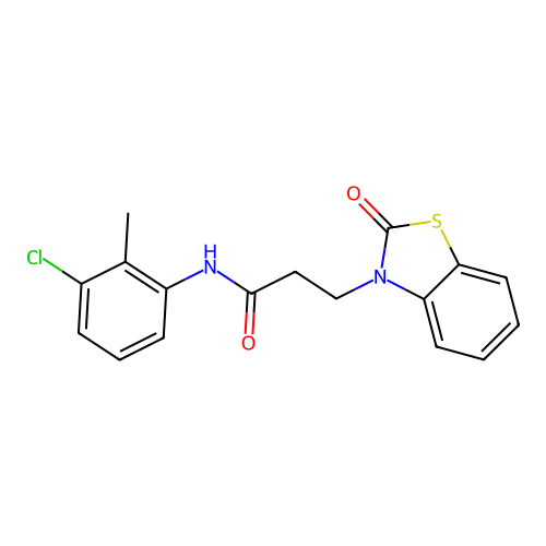 N-(3-chloro-2-methylphenyl)-3-(2-oxo-1,3-benzothiazol-3(2H)-yl)propanamide structure