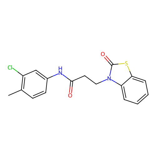 N-(3-chloro-4-methylphenyl)-3-(2-oxo-1,3-benzothiazol-3(2H)-yl)propanamide structure
