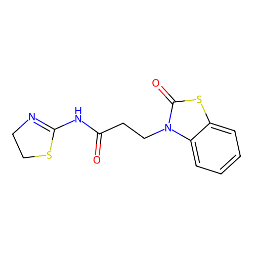 N-(4,5-dihydro-1,3-thiazol-2-yl)-3-(2-oxo-1,3-benzothiazol-3-yl)propanamide structure