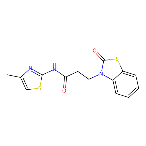 N-(4-methyl-2-thiazolyl)-3-(2-oxo-1,3-benzothiazol-3-yl)propanamide structure