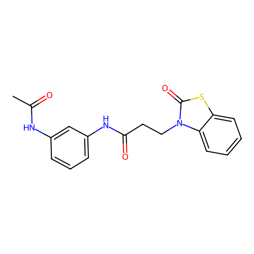 N-[3-(acetylamino)phenyl]-3-(2-oxo-1,3-benzothiazol-3(2H)-yl)propanamide structure