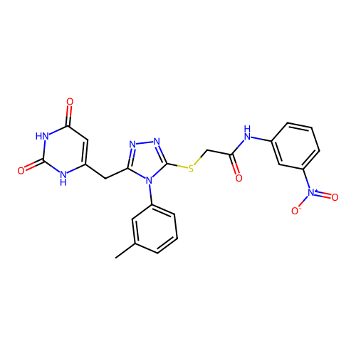 2-((5-((2,6-dioxo-1,2,3,6-tetrahydropyrimidin-4-yl)methyl)-4-(m-tolyl)-4H-1,2,4-triazol-3-yl)thio)-N-(3-nitrophenyl)acetamide structure