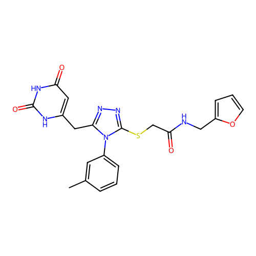 2-((5-((2,6-dioxo-1,2,3,6-tetrahydropyrimidin-4-yl)methyl)-4-(m-tolyl)-4H-1,2,4-triazol-3-yl)thio)-N-(furan-2-ylmethyl)acetamide structure