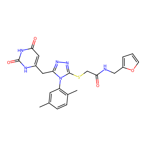 2-((4-(2,5-dimethylphenyl)-5-((2,6-dioxo-1,2,3,6-tetrahydropyrimidin-4-yl)methyl)-4H-1,2,4-triazol-3-yl)thio)-N-(furan-2-ylmethyl)acetamide structure