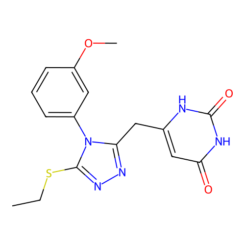 6-((5-(ethylthio)-4-(3-methoxyphenyl)-4H-1,2,4-triazol-3-yl)methyl)pyrimidine-2,4(1H,3H)-dione structure