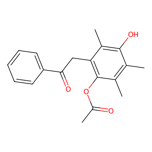 Ethanone, 2-(2-(acetyloxy)-5-hydroxy-3,4,6-trimethylphenyl)-1-phenyl- structure