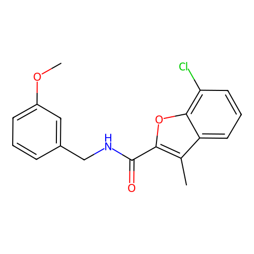 7-chloro-N-[(3-methoxyphenyl)methyl]-3-methyl-1-benzofuran-2-carboxamide structure