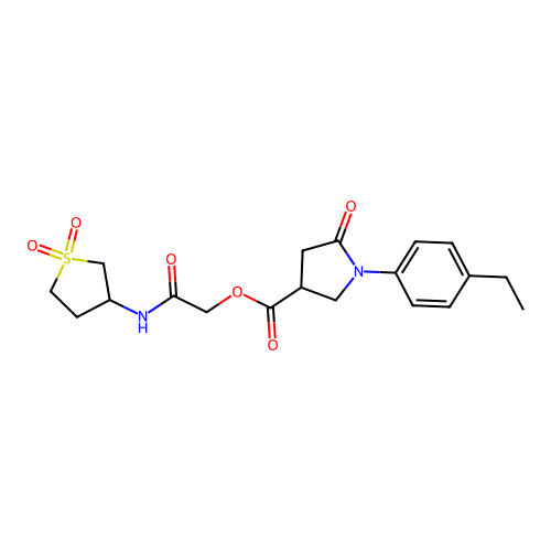 [2-[(1,1-dioxothiolan-3-yl)amino]-2-oxoethyl] 1-(4-ethylphenyl)-5-oxopyrrolidine-3-carboxylate structure