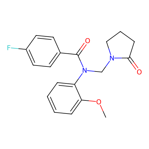4-fluoro-N-(2-methoxyphenyl)-N-[(2-oxopyrrolidin-1-yl)methyl]benzamide structure