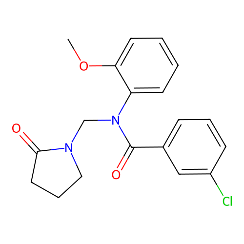 3-chloro-N-(2-methoxyphenyl)-N-((2-oxopyrrolidin-1-yl)methyl)benzamide structure
