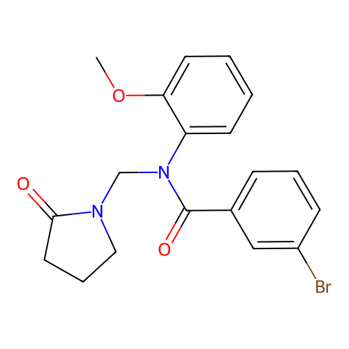 3-bromo-N-(2-methoxyphenyl)-N-[(2-oxopyrrolidin-1-yl)methyl]benzamide structure