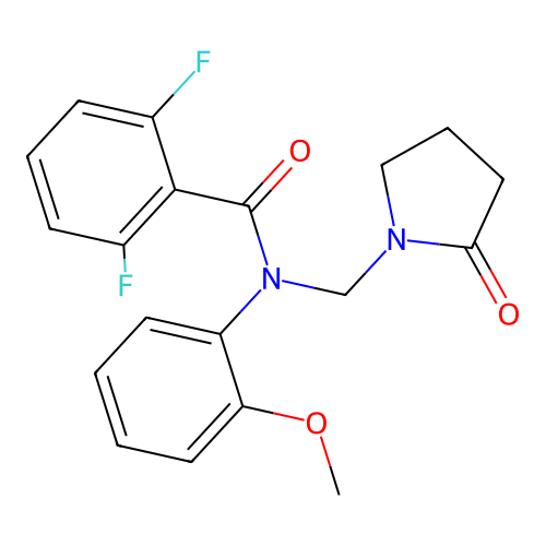 2,6-difluoro-N-(2-methoxyphenyl)-N-[(2-oxopyrrolidin-1-yl)methyl]benzamide structure