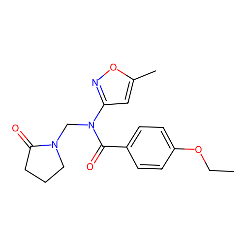4-ethoxy-N-(5-methyl-1,2-oxazol-3-yl)-N-[(2-oxopyrrolidin-1-yl)methyl]benzamide structure