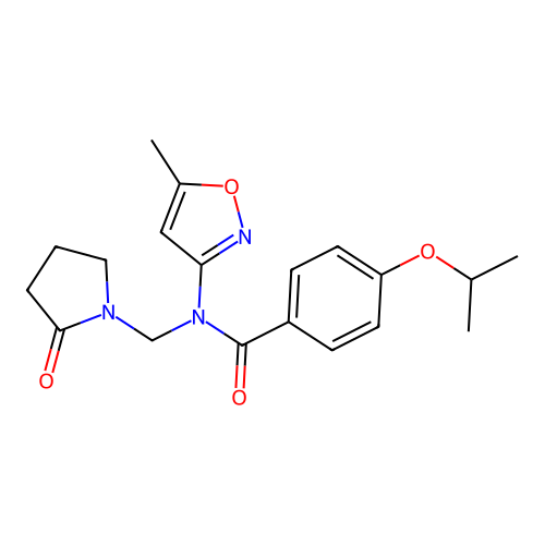 4-isopropoxy-N-(5-methylisoxazol-3-yl)-N-((2-oxopyrrolidin-1-yl)methyl)benzamide structure
