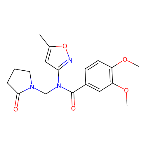 3,4-dimethoxy-N-(5-methyl-1,2-oxazol-3-yl)-N-[(2-oxopyrrolidin-1-yl)methyl]benzamide structure