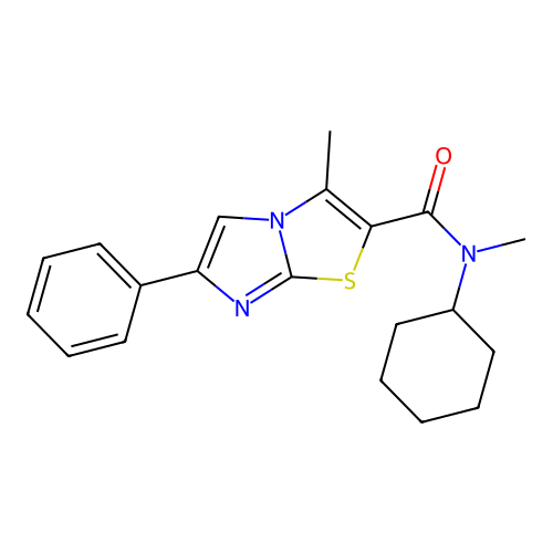 N-cyclohexyl-N,3-dimethyl-6-phenylimidazo[2,1-b][1,3]thiazole-2-carboxamide structure