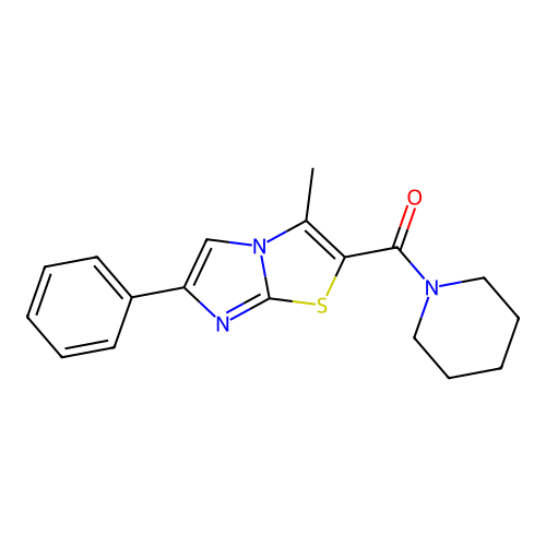 (3-Methyl-6-phenylimidazo[2,1-b]thiazol-2-yl)(piperidin-1-yl)methanone structure