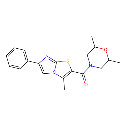 (2,6-Dimethylmorpholino)(3-methyl-6-phenylimidazo[2,1-b]thiazol-2-yl)methanone structure