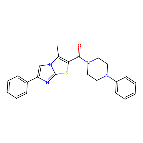 (3-Methyl-6-phenylimidazo[2,1-b]thiazol-2-yl)(4-phenylpiperazin-1-yl)methanone structure