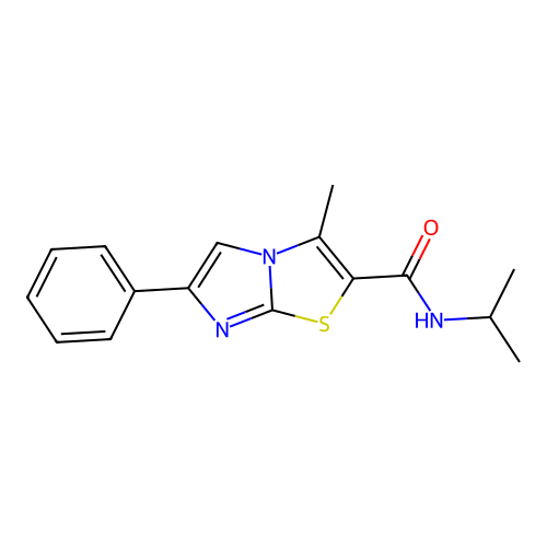 N-isopropyl-3-methyl-6-phenylimidazo[2,1-b]thiazole-2-carboxamide structure