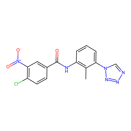 4-chloro-N-[2-methyl-3-(tetrazol-1-yl)phenyl]-3-nitrobenzamide structure