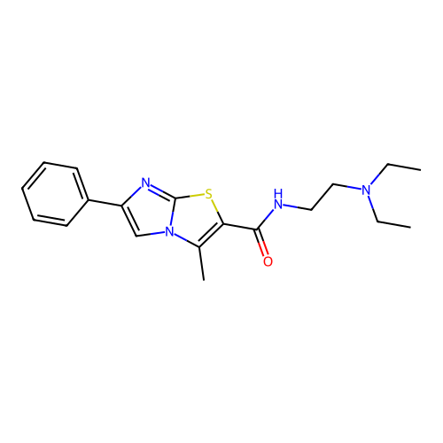 N-[2-(diethylamino)ethyl]-3-methyl-6-phenylimidazo[2,1-b][1,3]thiazole-2-carboxamide structure