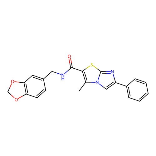 N-(1,3-benzodioxol-5-ylmethyl)-3-methyl-6-phenylimidazo[2,1-b][1,3]thiazole-2-carboxamide structure