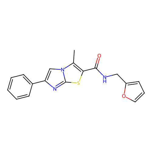 N-(furan-2-ylmethyl)-3-methyl-6-phenylimidazo[2,1-b]thiazole-2-carboxamide structure