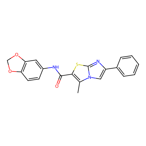 N-(1,3-benzodioxol-5-yl)-3-methyl-6-phenyl-2-imidazo[2,1-b]thiazolecarboxamide structure