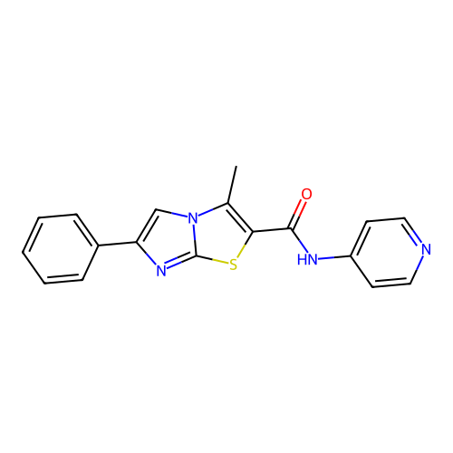 3-methyl-6-phenyl-N-(pyridin-4-yl)imidazo[2,1-b]thiazole-2-carboxamide structure