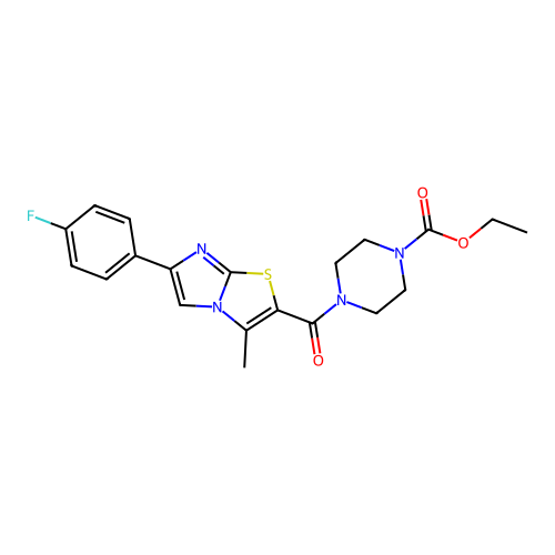 ethyl 4-[6-(4-fluorophenyl)-3-methylimidazo[2,1-b][1,3]thiazole-2-carbonyl]piperazine-1-carboxylate structure