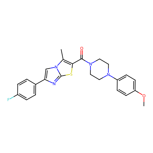 1-[6-(4-FLUOROPHENYL)-3-METHYLIMIDAZO[2,1-B][1,3]THIAZOLE-2-CARBONYL]-4-(4-METHOXYPHENYL)PIPERAZINE structure
