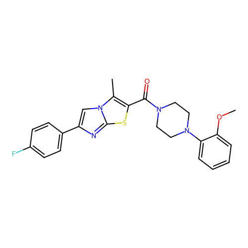 1-[6-(4-FLUOROPHENYL)-3-METHYLIMIDAZO[2,1-B][1,3]THIAZOLE-2-CARBONYL]-4-(2-METHOXYPHENYL)PIPERAZINE structure