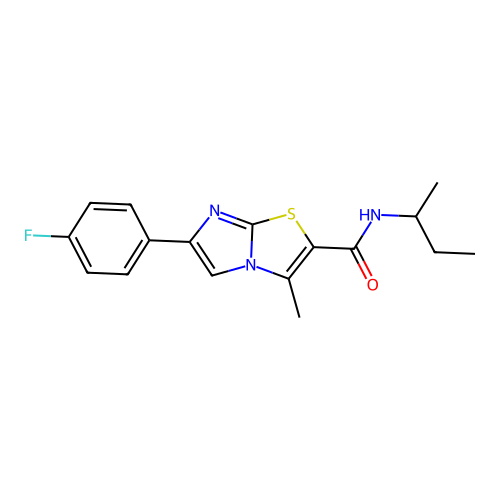 N-(sec-butyl)-6-(4-fluorophenyl)-3-methylimidazo[2,1-b]thiazole-2-carboxamide structure