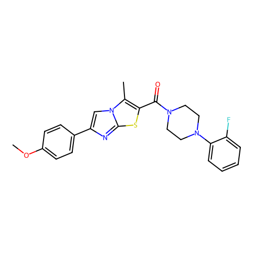 1-(2-FLUOROPHENYL)-4-[6-(4-METHOXYPHENYL)-3-METHYLIMIDAZO[2,1-B][1,3]THIAZOLE-2-CARBONYL]PIPERAZINE structure