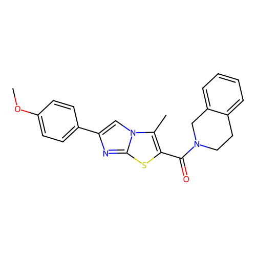 2-[6-(4-methoxyphenyl)-3-methylimidazo[2,1-b][1,3]thiazole-2-carbonyl]-1,2,3,4-tetrahydroisoquinoline structure