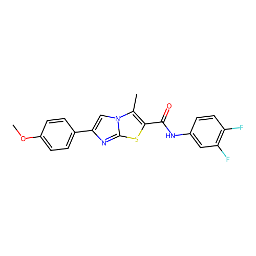N-(3,4-difluorophenyl)-6-(4-methoxyphenyl)-3-methylimidazo[2,1-b][1,3]thiazole-2-carboxamide structure